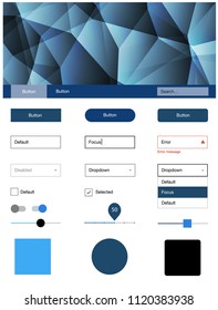 Light BLUE vector ui kit in polygonal style. Modern Style guide in polygonal style with triangles. This sample is for your website.