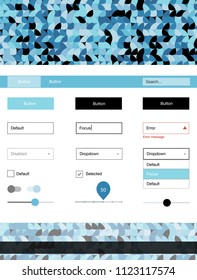 Light BLUE vector ui kit with dots. Colorful Style guide with circles on abstract background. This template you can use for websites.