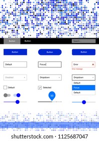 Light BLUE vector ui kit with dots. Beautiful ui ux kit with colorful dots in its header. This template you can use for websites.