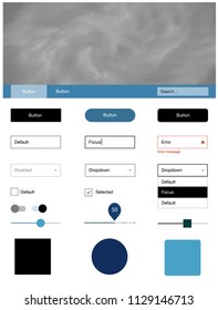 Light BLUE vector ui kit with clouds & stars. Colorful Style guide with stars on abstract background. Beautiful layout for websites, landing pages.
