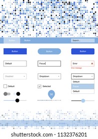 Light BLUE vector ui kit with dots. Beautiful ui ux kit with colorful dots in its header. This template you can use for landing pages.