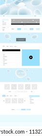 Light BLUE vector ui kit with bubble shapes. Creative illustration in halftone marble style with gradient. This template you can use for landing pages.