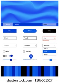 Light BLUE vector ui kit with bubble shapes. Shining curly illustration in marble style with gradient. Beautiful layout for websites, landing pages.