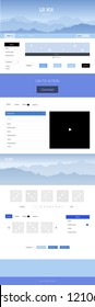 Light BLUE vector ui kit with landscape. Decorative ui kit design in abstract style with colorful rocks. Simple colorful design for tourist websites.