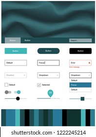 Light BLUE vector ui kit with bubble shapes. Creative illustration in halftone marble style with gradient. This template you can use for landing pages.
