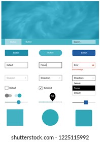 Light BLUE Vector Ui Kit With Clouds & Stars. Colorful Style Guide With Stars On Abstract Background. This Template You Can Use For Websites.