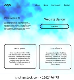 Light BLUE vector ui kit with clouds, stars. Web ui kit with abstract gradient clouds in its header. Simple colorful design for websites.