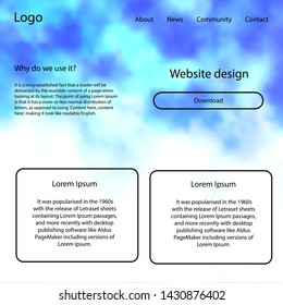 Light BLUE vector ui kit with clouds, stars. Beautiful ui ux kit with colorful sky in its header. Modern template for your landing page.