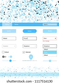 Light BLUE vector ui ux kit with circles. Colorful Style guide with circles on abstract background. This template you can use for landing pages.