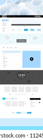 Light BLUE vector ui ux kit with lines, ovals. Creative illustration in halftone marble style with gradient. Simple colorful design for websites.