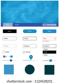 Light BLUE vector ui ux kit with space stars. Colorful Style guide with stars on abstract background. This template you can use for landing pages.