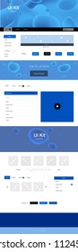 Light BLUE vector ui ux kit with lines, ovals. Elegant bright illustration with gradient  in memphis style. This sample is for your landing page.
