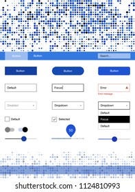 Light BLUE vector ui ux kit with circles. Colorful Style guide with circles on abstract background. This sample is for your landing page.