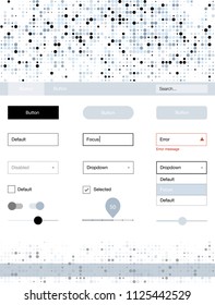Light BLUE vector ui ux kit with circles. Modern Style guide with colorful gradient circles in its header. This template you can use for landing pages.