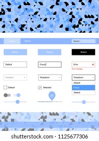 Light BLUE vector ui ux kit with circles. Beautiful ui ux kit with colorful dots in its header. This sample is for your website.