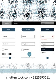Light BLUE vector ui ux kit with circles. Colorful Style guide with circles on abstract background. This template you can use for websites.