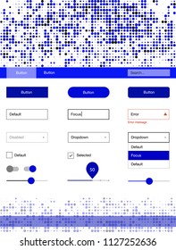 Light BLUE vector ui ux kit with circles. Beautiful ui ux kit with colorful dots in its header. Modern template for your landing page.