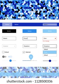 Light BLUE vector ui ux kit with circles. Colorful Style guide with circles on abstract background. This template you can use for websites.