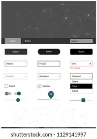 Light BLUE vector ui ux kit in triangular style with circles. Ui Ux kit with colorful polygonal background in its header. This sample is for your landing page.