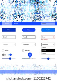 Light BLUE vector ui ux kit with circles. Modern Style guide with colorful gradient circles in its header. Beautiful layout for websites, landing pages.