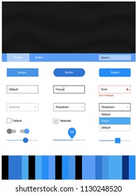 Light BLUE vector ui ux kit with lines, ovals. Creative illustration in halftone marble style with gradient. This template you can use for landing pages.