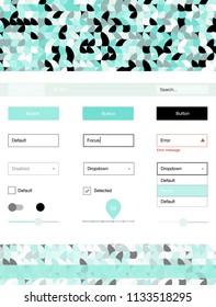 Light BLUE vector ui ux kit with circles. Simple Material Design Kit with colorful dots in header. This template you can use for landing pages.