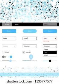 Light BLUE vector ui ux kit with circles. Simple Material Design Kit with colorful dots in header. Modern template for your landing page.