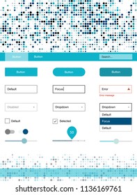 Light BLUE vector ui ux kit with circles. Colorful ui/ux kit with header consisted of spheres. This sample is for your landing page.