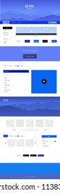 Light BLUE vector ui ux kit with hills and rocks. Colorful Style guide with mountains on abstract background. Beautiful layout for websites, landing pages.
