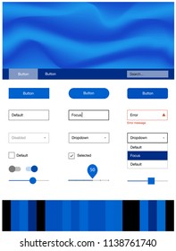 Light BLUE vector ui ux kit with lines, ovals. Creative illustration in halftone marble style with gradient. This sample is for your website.