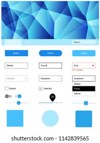 Light BLUE vector ui ux kit in triangular style. Modern Style guide in polygonal style with triangles. This sample is for your website.