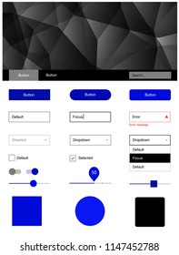 Light BLUE vector ui ux kit in triangular style. Modern Style guide in polygonal style with triangles. This sample is for your website.