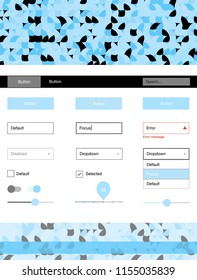 Light BLUE vector ui ux kit with circles. Colorful ui/ux kit with header consisted of spheres. This template you can use for websites.
