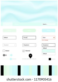 Light BLUE vector ui ux kit with lines, ovals. Shining curly illustration in marble style with gradient. Simple colorful design for websites.