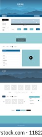 Light BLUE vector ui ux kit with hills and rocks. Decorative ui kit design in abstract style with colorful rocks. This sample is for your tourist website.