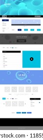 Light BLUE vector ui ux kit with lines, ovals. Colorful illustration in abstract memphis style with gradient. Modern template for your landing page.