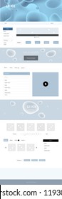 Light BLUE vector ui ux kit with lines, ovals. Shining curly illustration in marble style with gradient. This template you can use for websites.