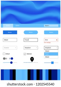 Light BLUE vector ui ux kit with lines, ovals. Colorful illustration in abstract memphis style with gradient. Simple colorful design for websites.