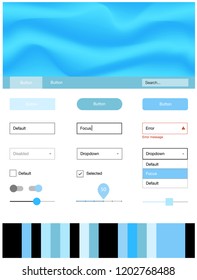 Light BLUE vector ui ux kit with lines, ovals. Modern gradient abstract illustration with bandy lines. Modern template for your landing page.