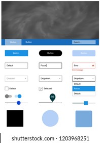 Light BLUE vector ui ux kit with space stars. Colorful ui/ux kit with header consisted of clouds & stars. This template you can use for websites.