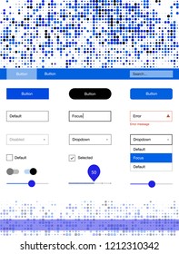 Light BLUE vector ui ux kit with circles. Colorful Style guide with circles on abstract background. This template you can use for websites.