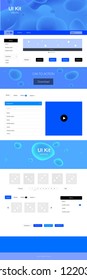 Light BLUE vector ui ux kit with lines, ovals. Creative illustration in halftone marble style with gradient. This template you can use for landing pages.
