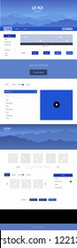 Light BLUE vector ui ux kit with hills and rocks. Decorative ui kit design in abstract style with colorful rocks. Sample for your landing page of tourism.