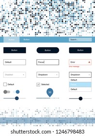 Light BLUE vector ui ux kit with circles. Colorful ui/ux kit with header consisted of spheres. This sample is for your landing page.