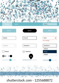 Light BLUE vector ui ux kit with circles. Modern Style guide with colorful gradient circles in its header. Modern template for your landing page.