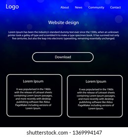 Light BLUE vector ui ux kit with space stars. Colorful ui/ux kit with header consisted of clouds & stars. Simple colorful design for websites.