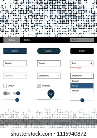 Light BLUE vector web ui kit with spheres. Colorful ui/ux kit with header consisted of spheres. Modern template for your landing page.