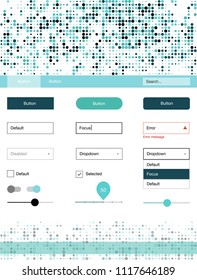 Light BLUE vector web ui kit with spheres. Colorful Style guide with circles on abstract background. This sample is for your landing page.