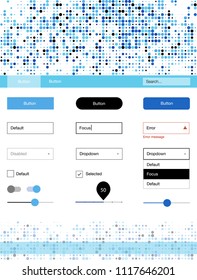 Light BLUE vector web ui kit with spheres. Modern Style guide with colorful gradient circles in its header. Beautiful layout for websites, landing pages.