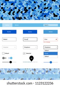 Light BLUE vector web ui kit with spheres. Web ui kit with abstract gradient circles in its header. This sample is for your landing page.